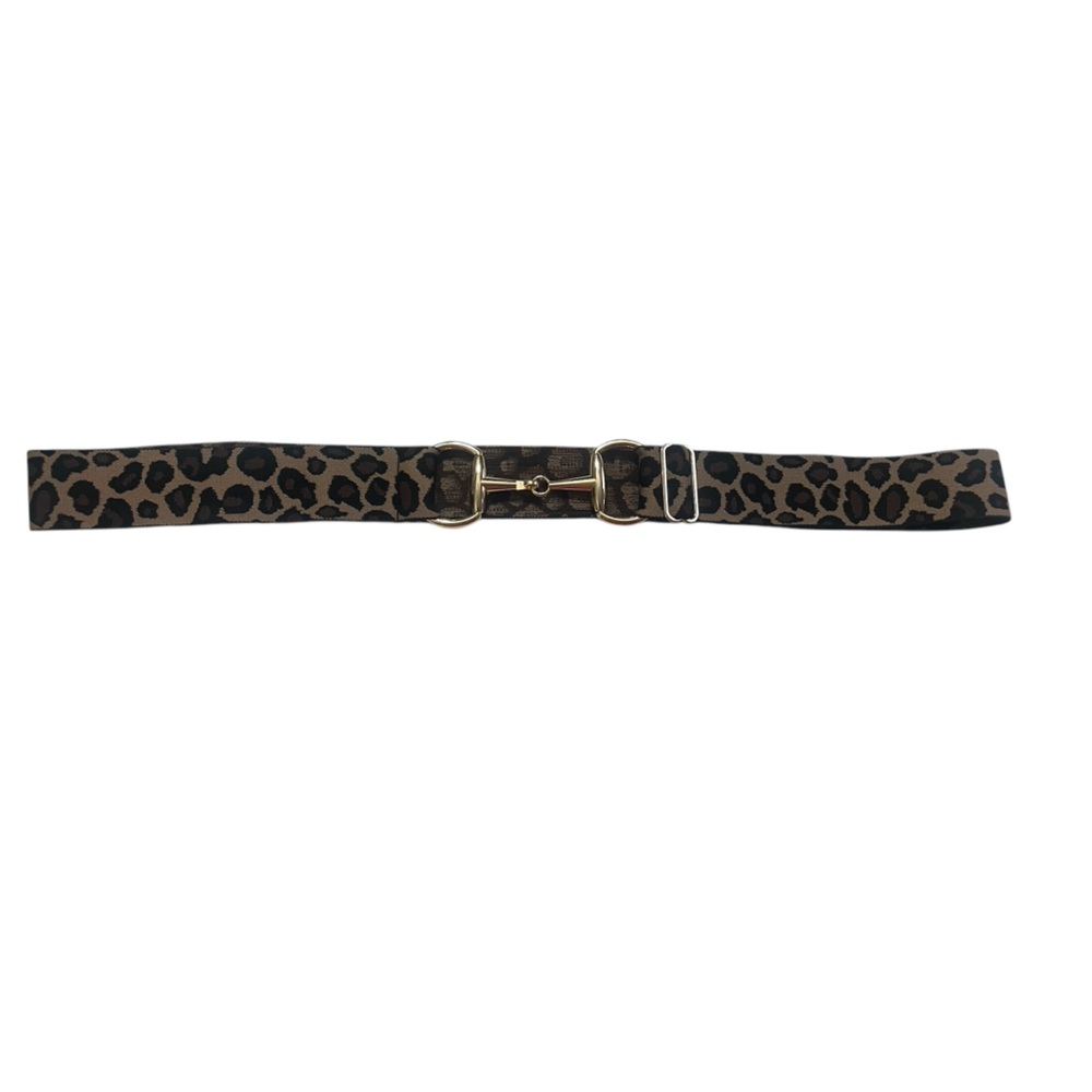 NWT Luxequine 1 1/2” Wide Black/Tan Leopard Belt with Gold Snaffle Bit Buckle - Picture 4 of 4